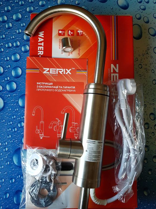 Проточный водонагреватель с датчиком температуры Zerix ELW34-E НЕРЖАВЕ