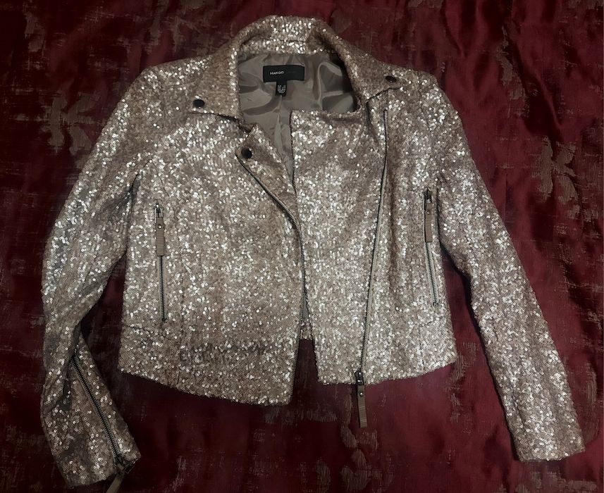 Blazer prateado de lantejolas Mango