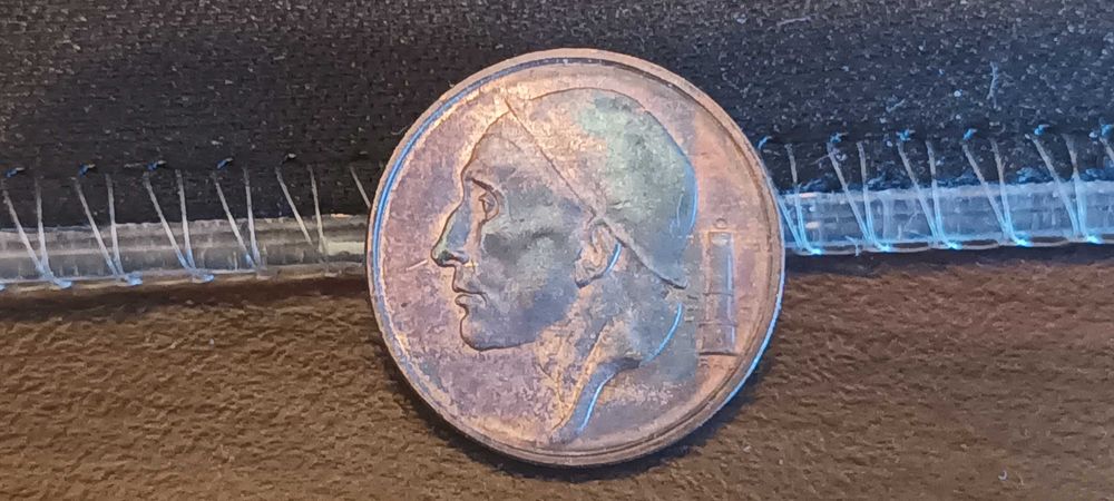 Moneta Belgia 50 centymów, 1983,Mennicza patyna