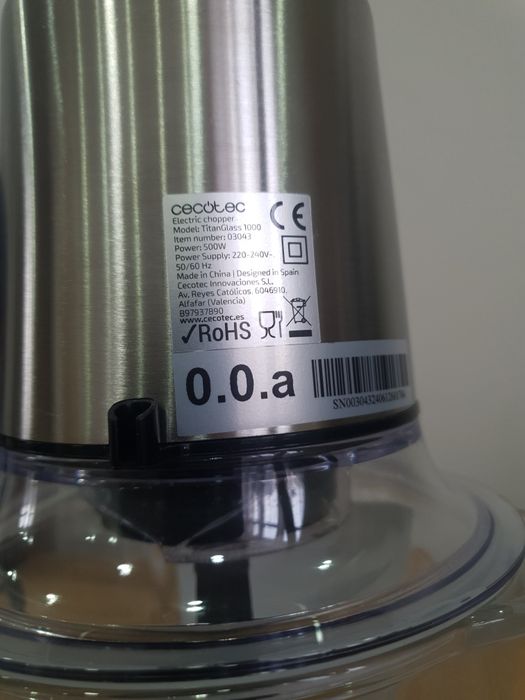 Rozdrabniacz do warzyw i lodu Cecotec Titanglass 1000