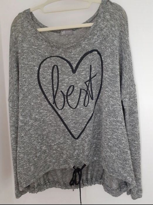 Bluzka sweterek L 40 serce szary melanż reserved oversize
