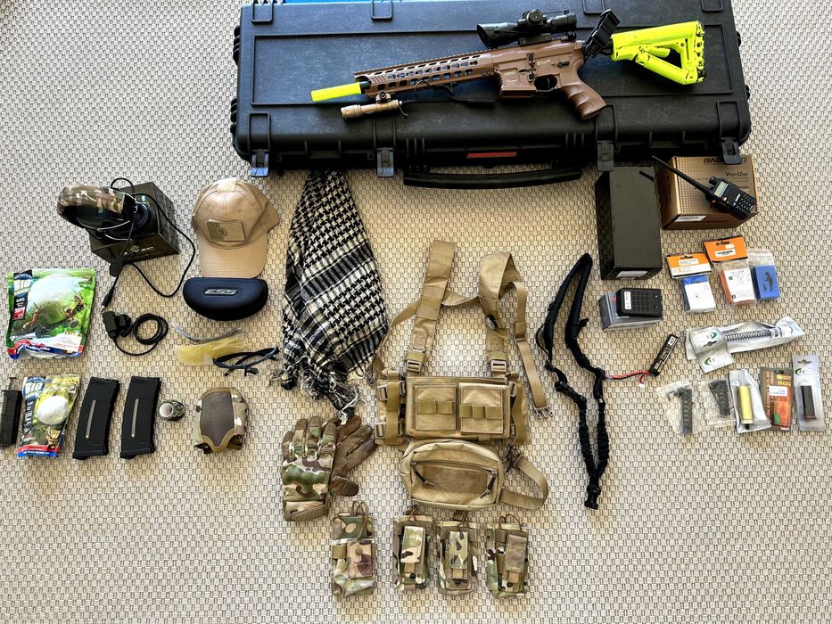 Material Airsoft + Arma GG Predator + Headset Ztac