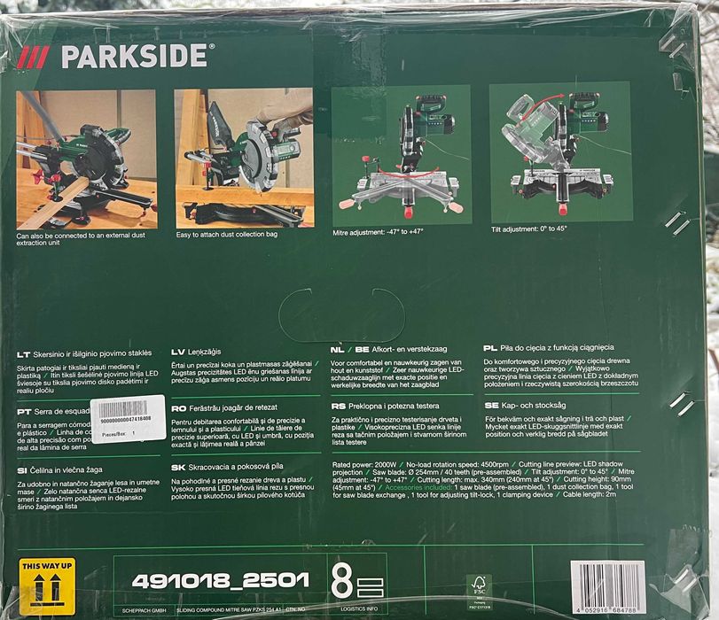 Pilarka piła ukosowa z posuwem Parkside PZKS 2000W 254 A1 Ukośnica