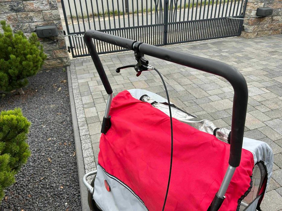 Przyczepka rowerowa 2 osobowa przyczepa na rower dla dzieci wózek 2w1