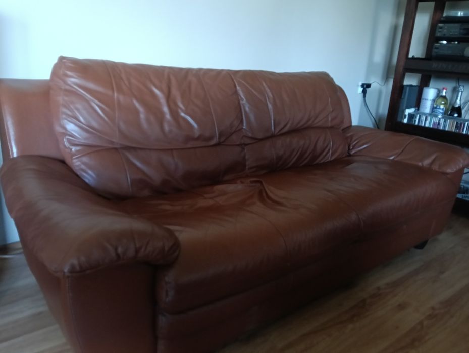sofa skóra brąz 180cm