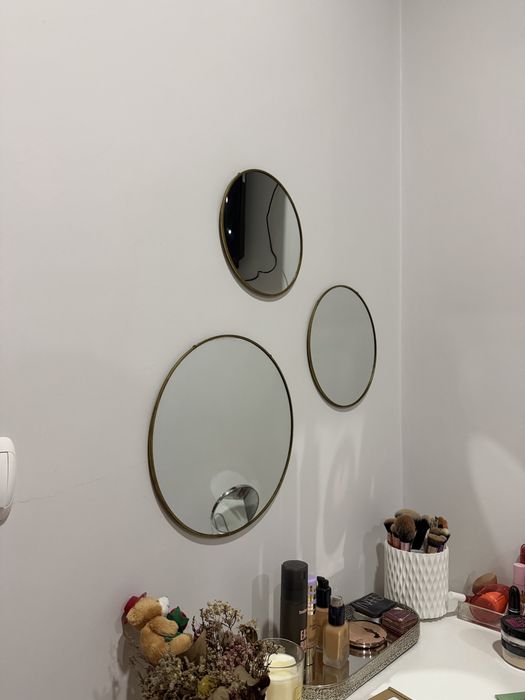 3 espelhos redondos de decoração parede