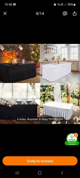 Elastyczny biały obrus na stół komunia chrzest wesele drapowany plisow