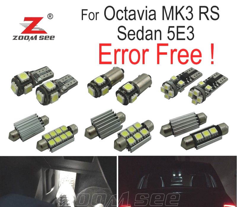 KIT COMPLETO DE 16 LÂMPADAS LED INTERIOR SKODA OCTAVIA 3 MK3 MKIII 5E3 RS 13-20