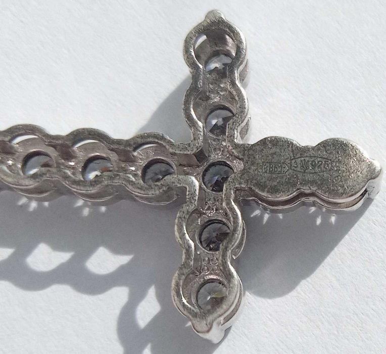 Кулон підвіс Хрестик з каменями. Срібло 925 проба