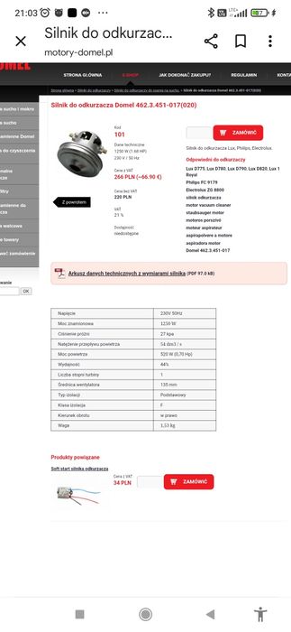 Silnik do odkurzacza Electrolux