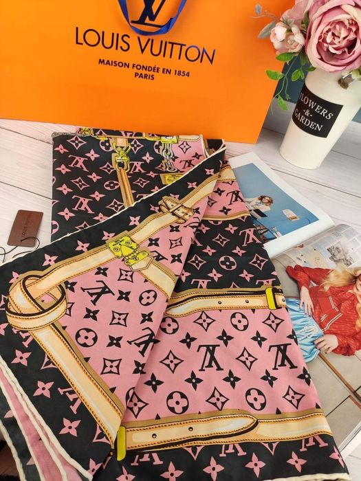 Шелковый платок Луи Витон Louis Vuitton шовкова хустка Люкс