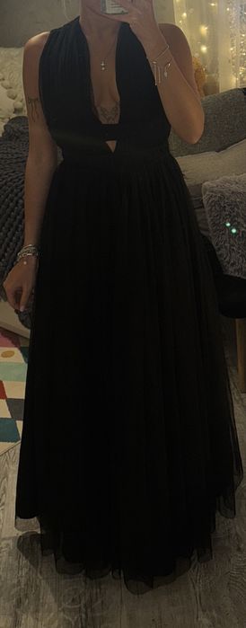 Sukienka maxi tiulowa czarna 36