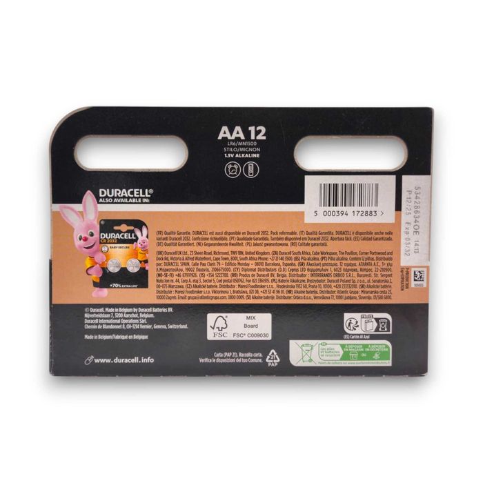 Baterie alkaliczne - Duracell AA (R6) - 12 szt.