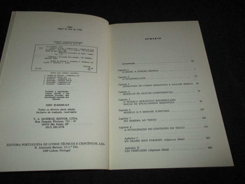 Livro Conceito de Texto Umberto Eco