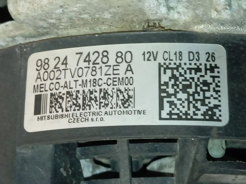 Alternador CITROEN BERLINGO FURGONETA/MONOVOLUMEN (K9) 1.5 BLUEHDI 100 9809200480 A002TV0781ZEA 9824742880