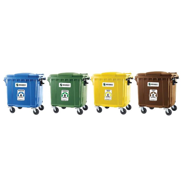 SEGREC Zestaw 4 Kosze 1100L Classic Bio (Niebieski/Zielony/Żółty/Brąz)