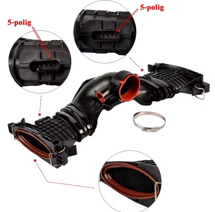 Sensor/Tubo Admissão/ Medidor Massa Ar Mercedes OM642 -4/5 Pins (NOVO)