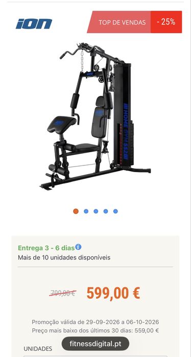 Maquina musculacao multifuncoes 70%desc