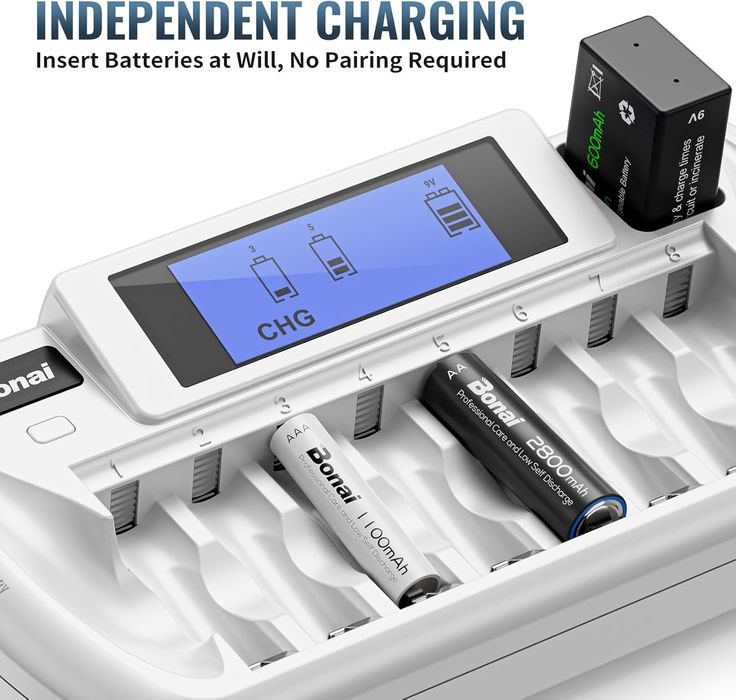 зарядний пристрій Bonai на 8+1  із РК-дисплеєм для 1,2 В NiMH AA AAA 9