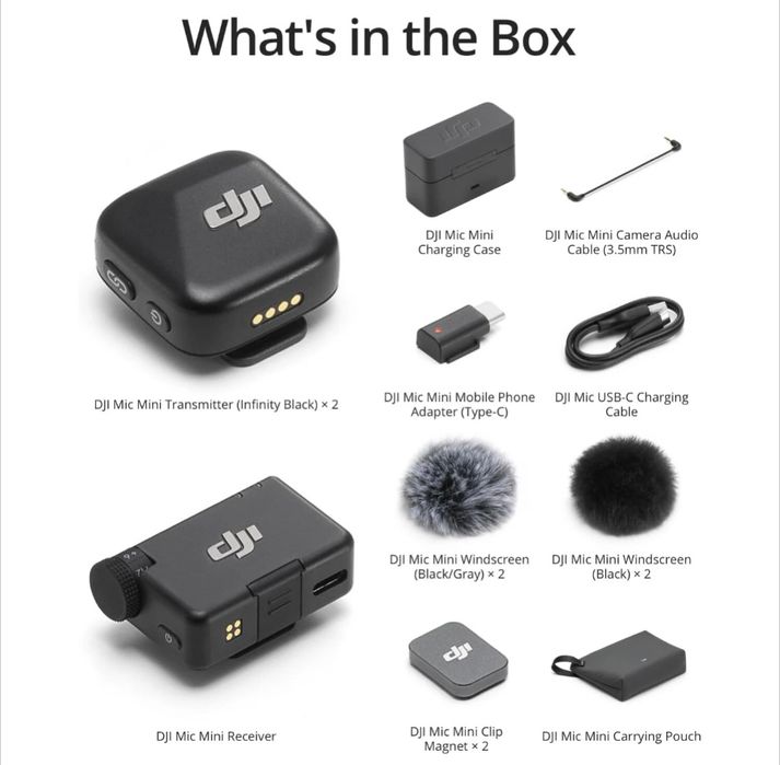 Мікрофонна радіосистема DJI Mic Mini (2TX + 1RX + Charging Case)