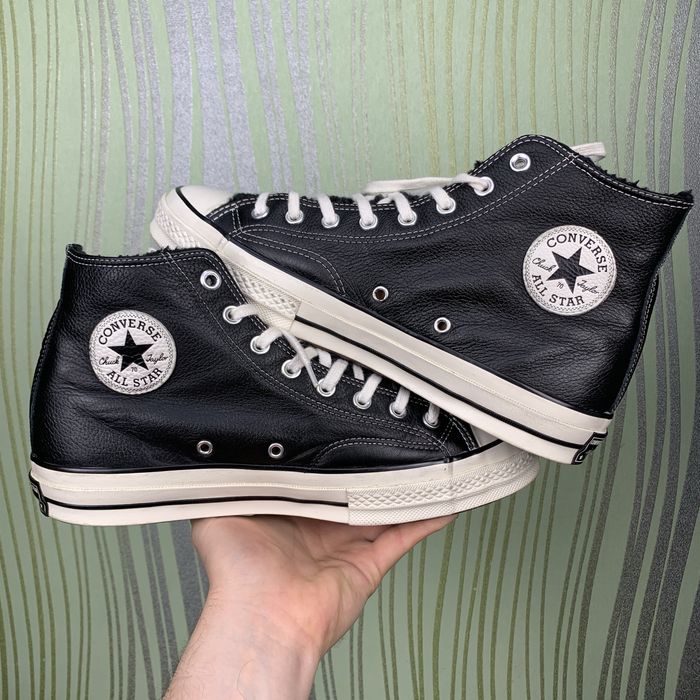 Утепленные кожаные кеды Converse Chuck 70 Hi Black 42.5