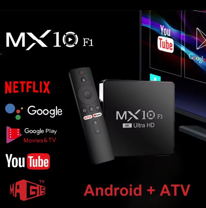 Нові Android ТБ-приставки MX10 F1 4K 5G 2/16 з пультом з голосовим