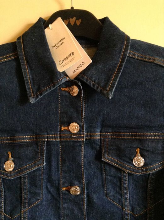 Джинсовая куртка джинсовка темно-синяя Mango