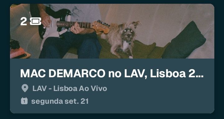 Vendo bilhetes para Mac DeMarco