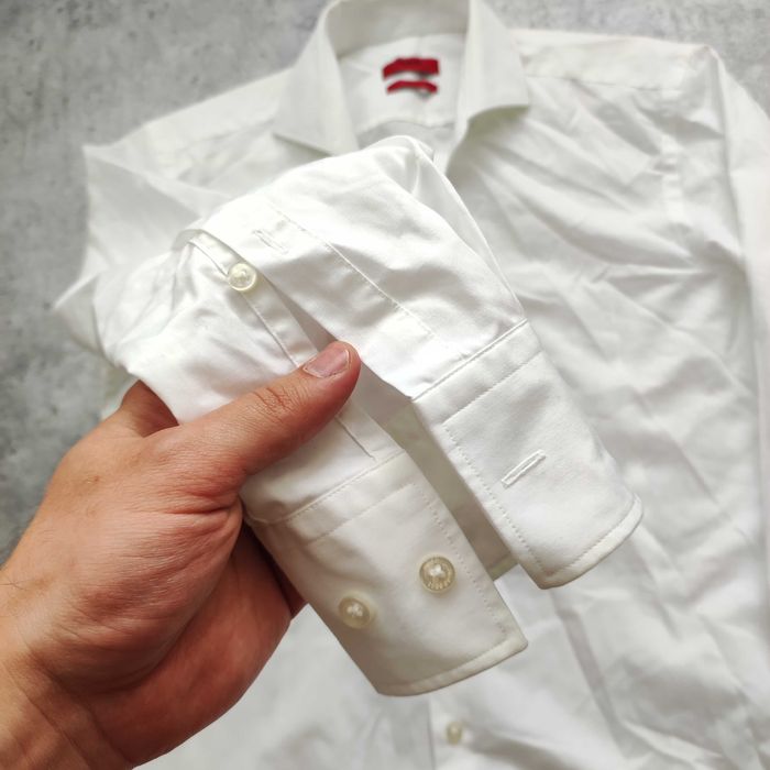 MĘSKA Koszula Elegancka Biała PREMIUM Garnitur Hugo Boss Klasyczna