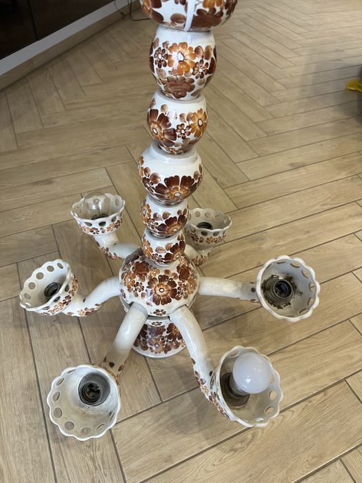 Okazja! Duży żyrandol Fajans Prl 6-ramienny włocławek