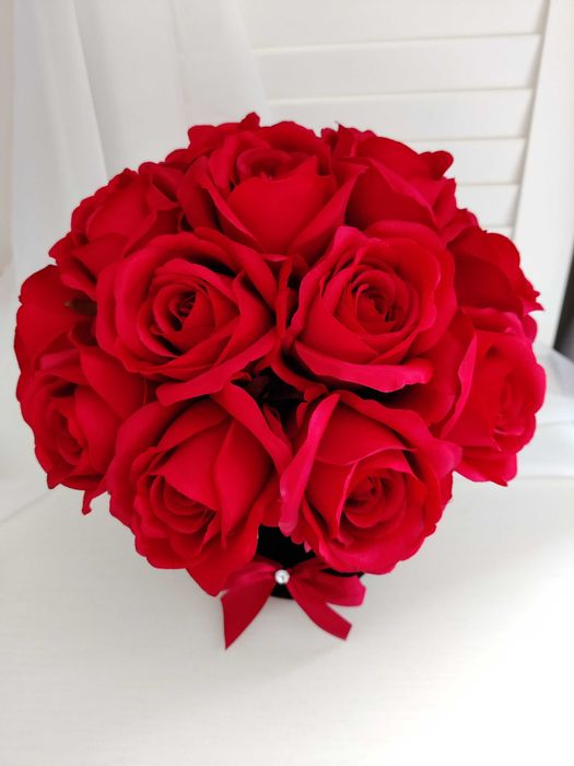 Dzień Mamy Flower box bukiet Róże czerwone jedwab prezent