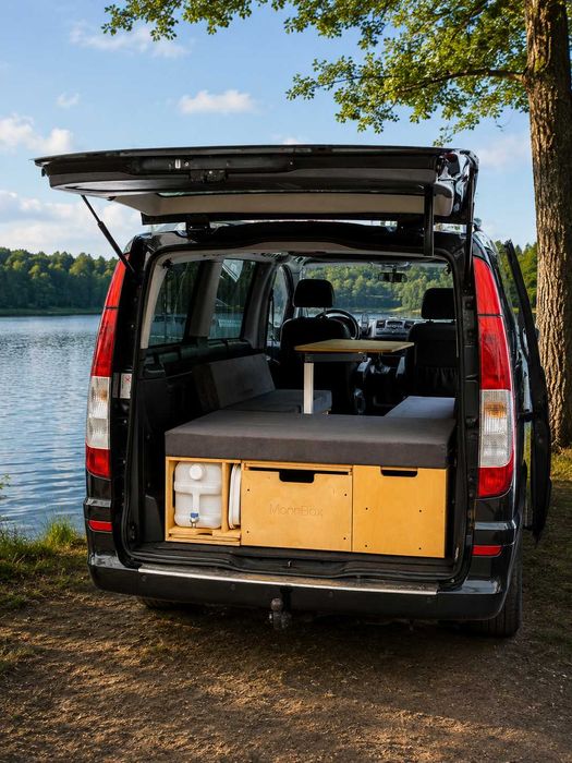 Box kempingowy Camping box Kamper box Zabudowa kempingowa turystyczna MOONBOX Laminat 124 cm Modify Mercedes Sprinter Ford Transit