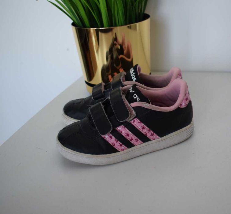 Adidas 26 girls czarne buty sneakersy liliowe stripes