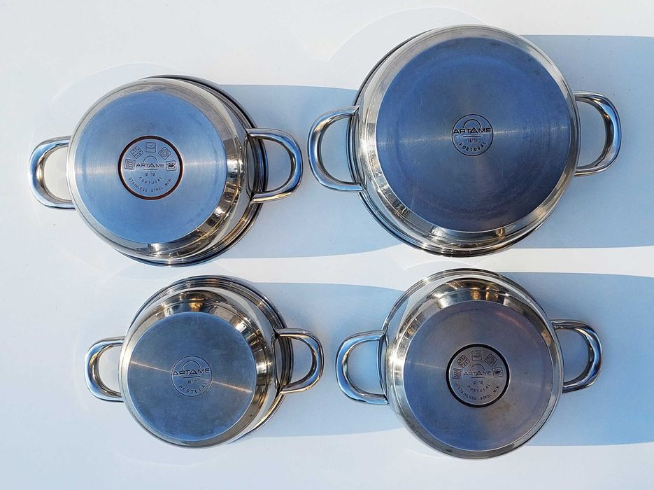 Conjunto de tachos / panelas / caçarolas em aço inox 18/10 da Artame