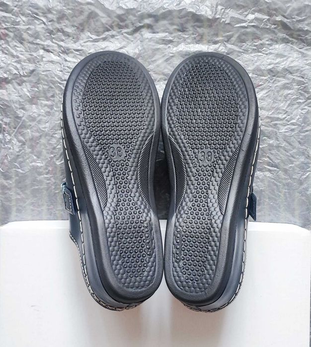 Сабо шльопанці жіночі сині з натуральної шкіри взуття (БГ 06-4А 004)