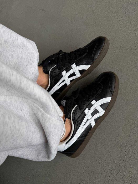 ONITSUKA TIGER  BLACK LEATHER (36-42) Кроссовки черно-белые онитсука