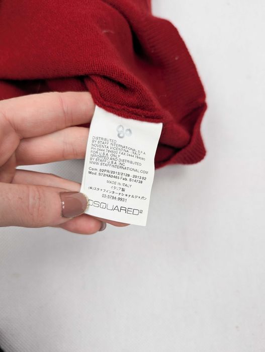 Dsquared2 czerwony sweter 100% wełna L