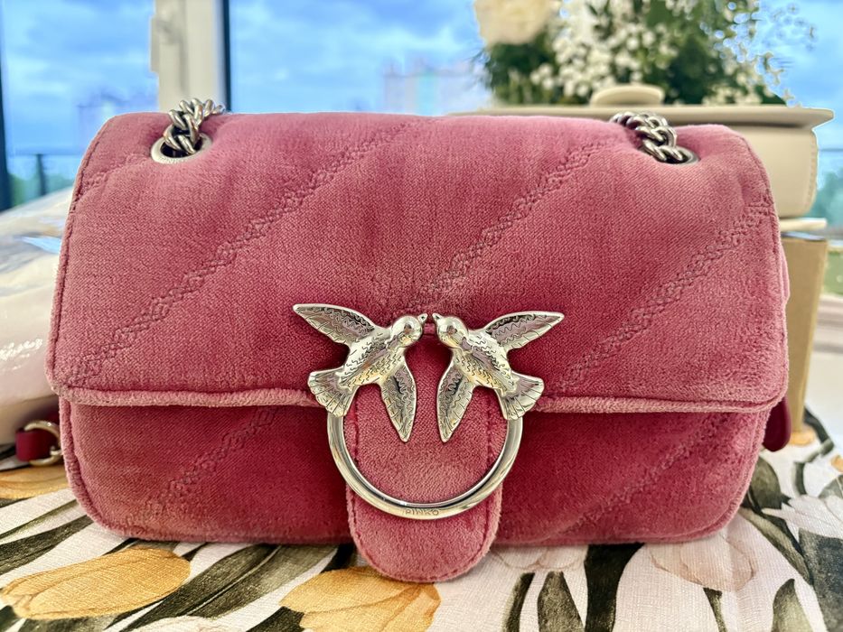 Pinko Mini Love Puff Maxi Quilt Velvet Bag