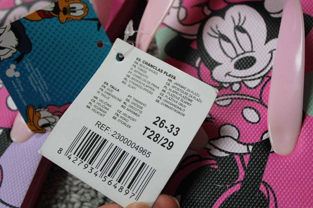 Klapki różowe z myszką Minie NOWE! roz. 28/29