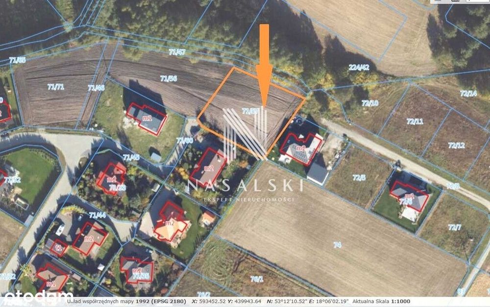 Działka budowlana 1635m2 w Niwach gmina Osielsko