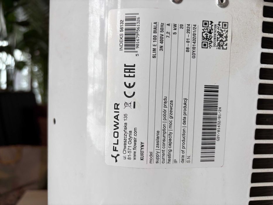 Flowair - kurtyna drzwiowa elektryczna