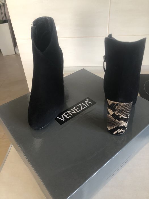 Buty botki VENEZIA zamszowe czarne r. 37 - NOWE