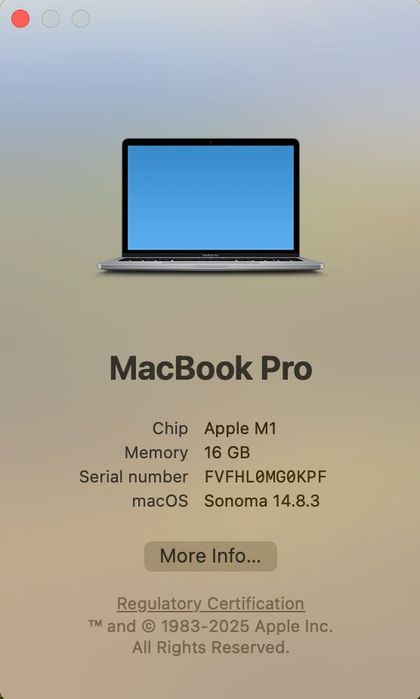 MacBook Pro 13 M1/8 CPU/8 GPU/ 16/ 1 TB/ Space Gray новий