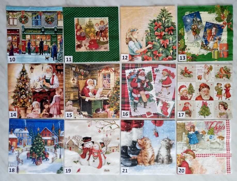 Serwetki decoupage świąteczne, zima, Boże Narodzenie, zestaw E