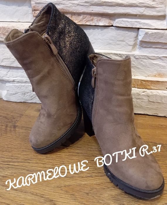 Karmelowy botki z chwostami Bridget r.37.  C.T.Ł.