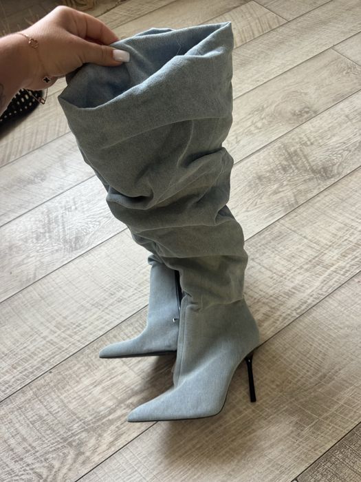 Чоботи Zara джинсові ( 39 p ) 25.5 cm Нові