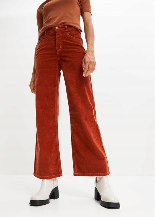 B.P.C spodnie sztruksowe brązowe proste ^54