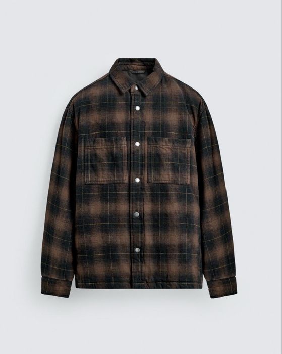 Zara Man relaxed fit luźna kurtka koszulowa ocieplana  M L koszula w kratę grunge rock kolekcja 2025
