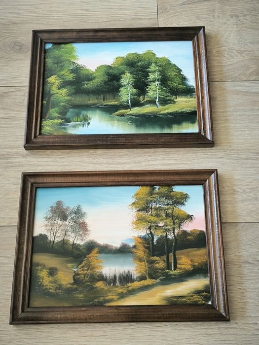 Dwa obrazki obraz pejzaż miniatura
