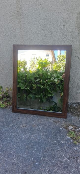 Espelho moldura madeira